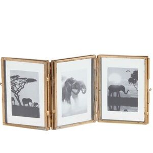 World Market Antique Brass Hinged Triple Picture Frame